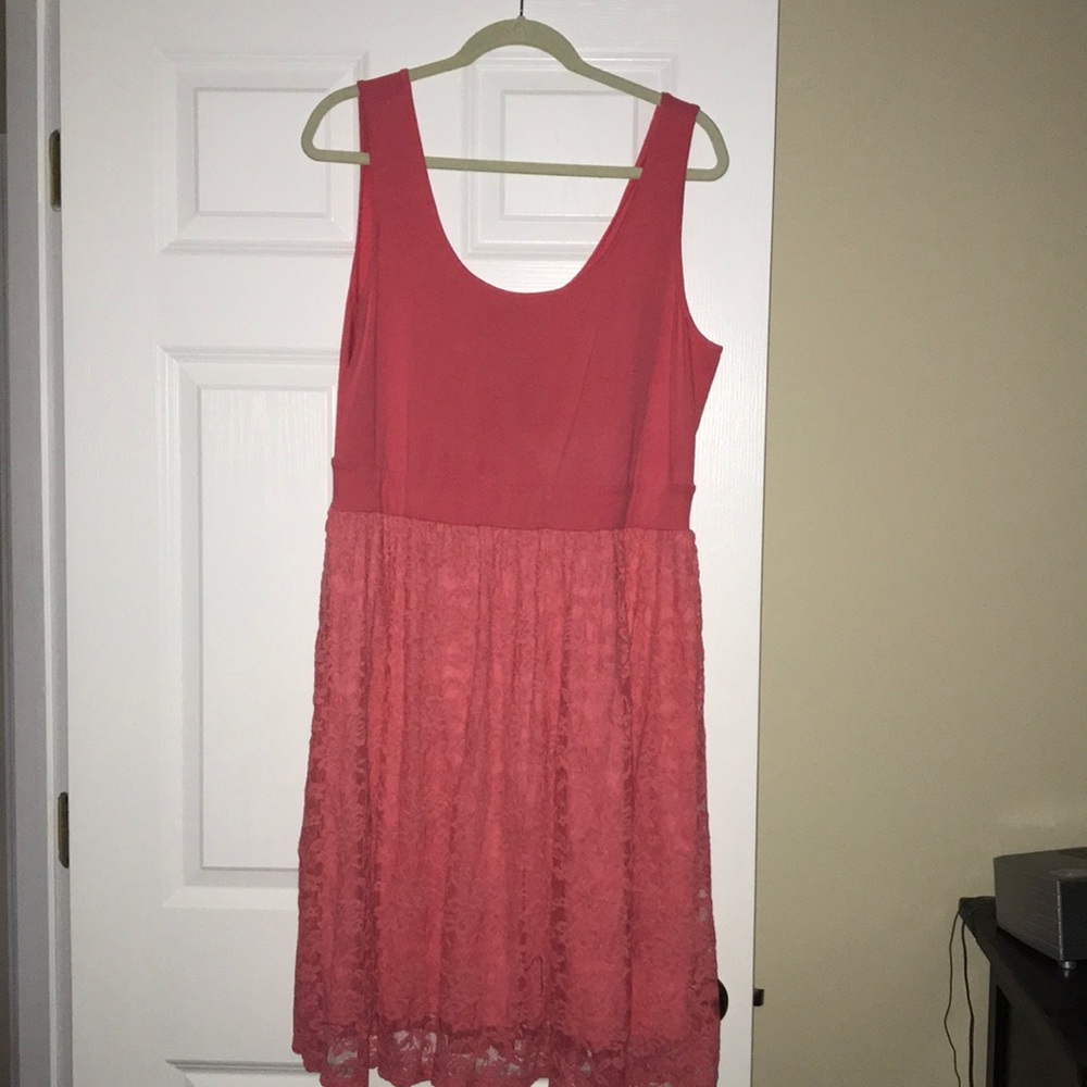 Coral lace bottom dress